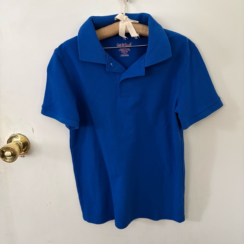 5/$25 CAT & JACK boys blue polo shirt top medium 8/10